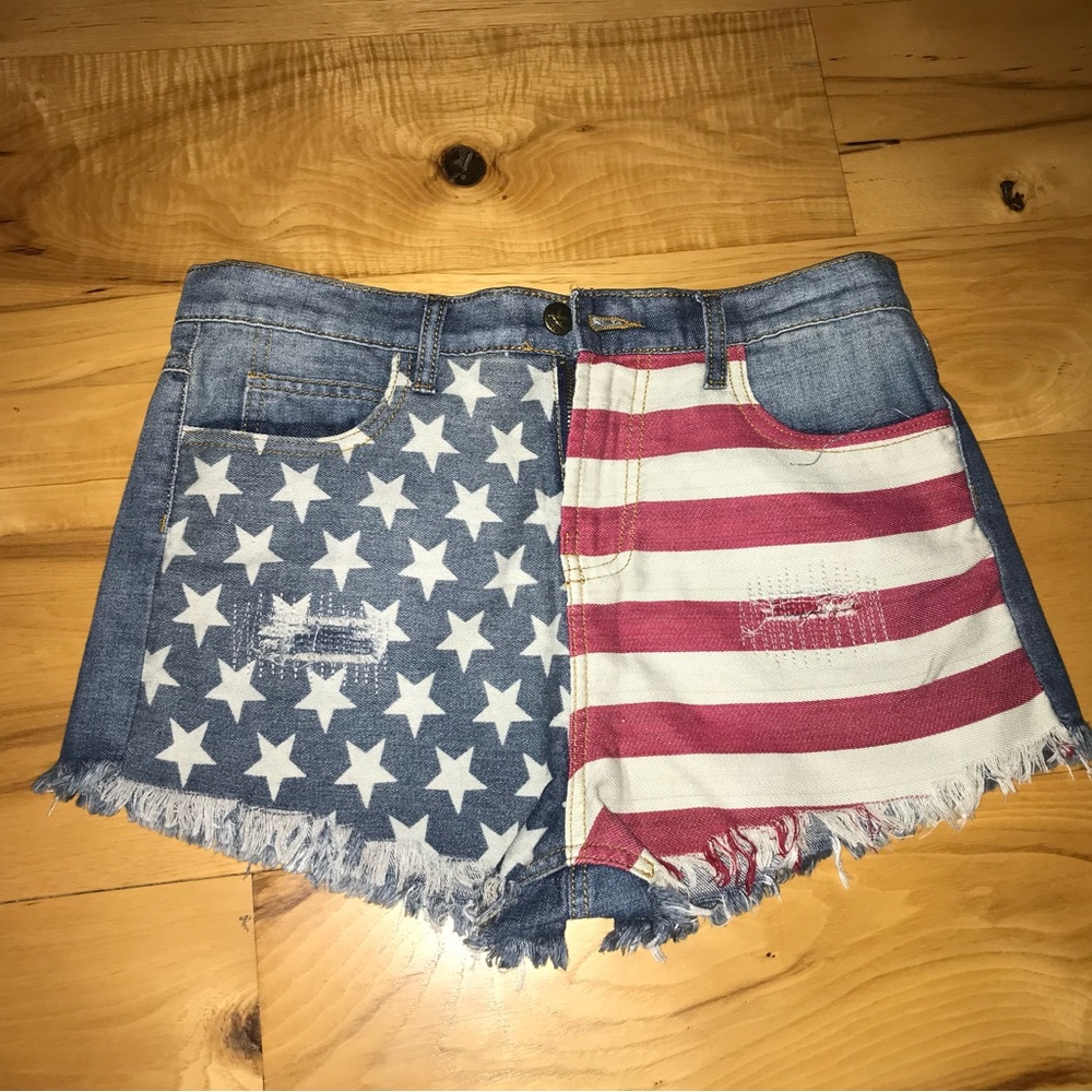 American Flag Denim Shorts